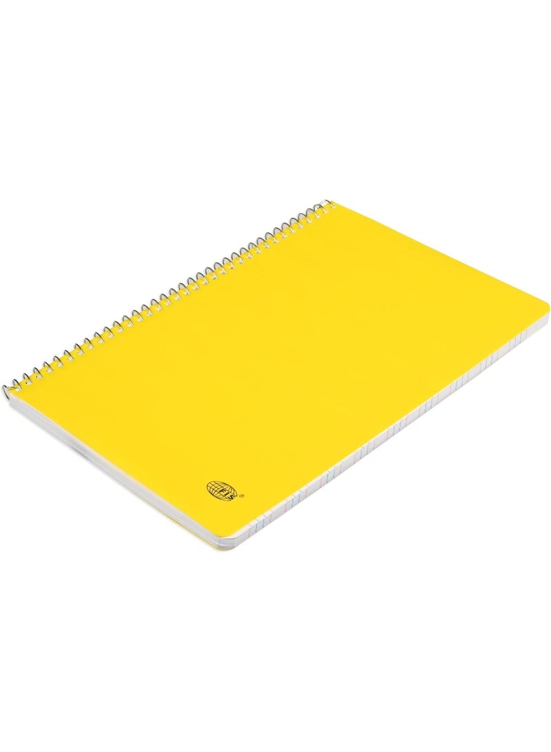 FIS® Notebook Spiral Binding, PP Materials, Size A5(148x210mm), 4 Single Line Ruling, 80 Sheets, 160 Pages, 2 Round Edges, Packet of 10 Pieces, Neon Lemon Yellow Color-FSNBA5PP4LLE - Image 3
